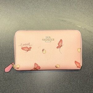 Coach Pink Butterfly and Floral Women's Wallet